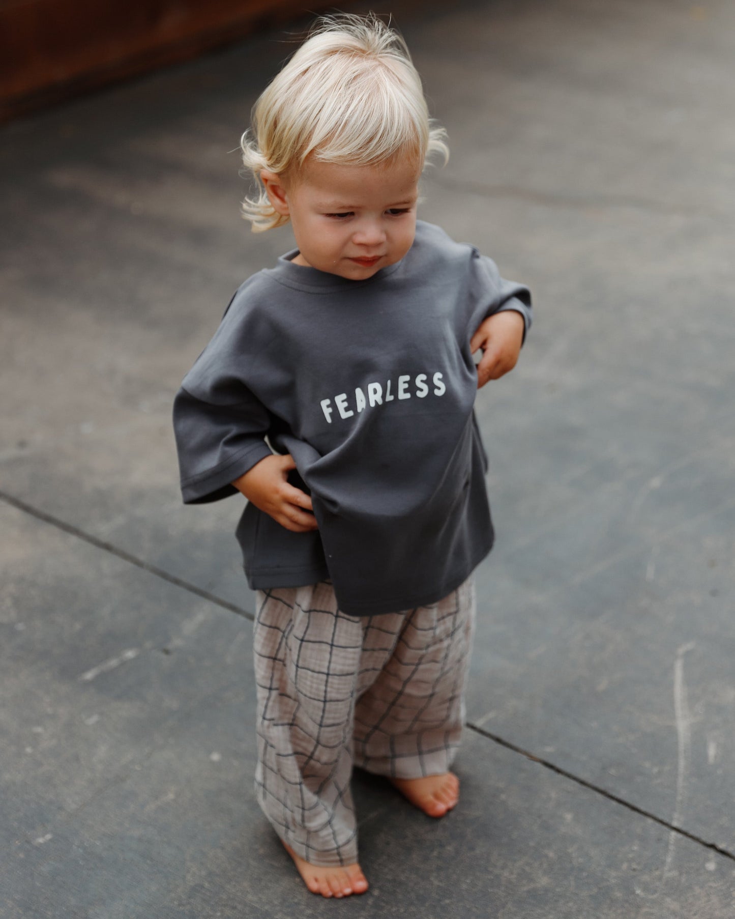 'Fearless' Everyday Oversized Tee - Charcoal