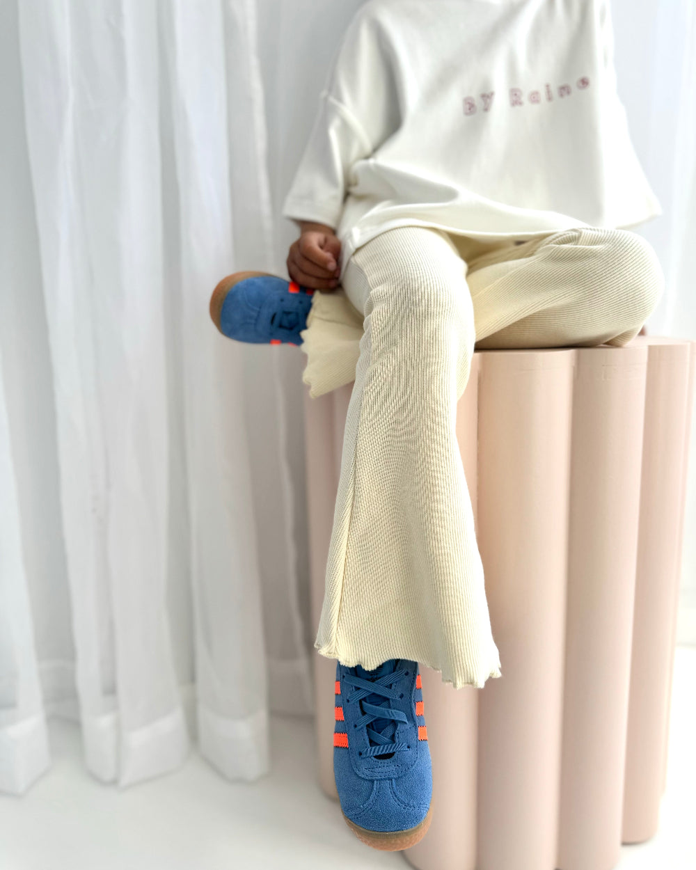Ribbed cream flares for girls 