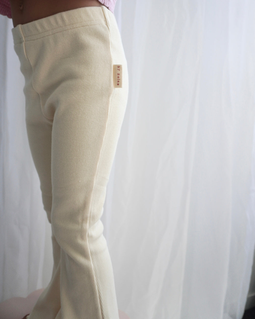 Ribbed cream flares for girls 