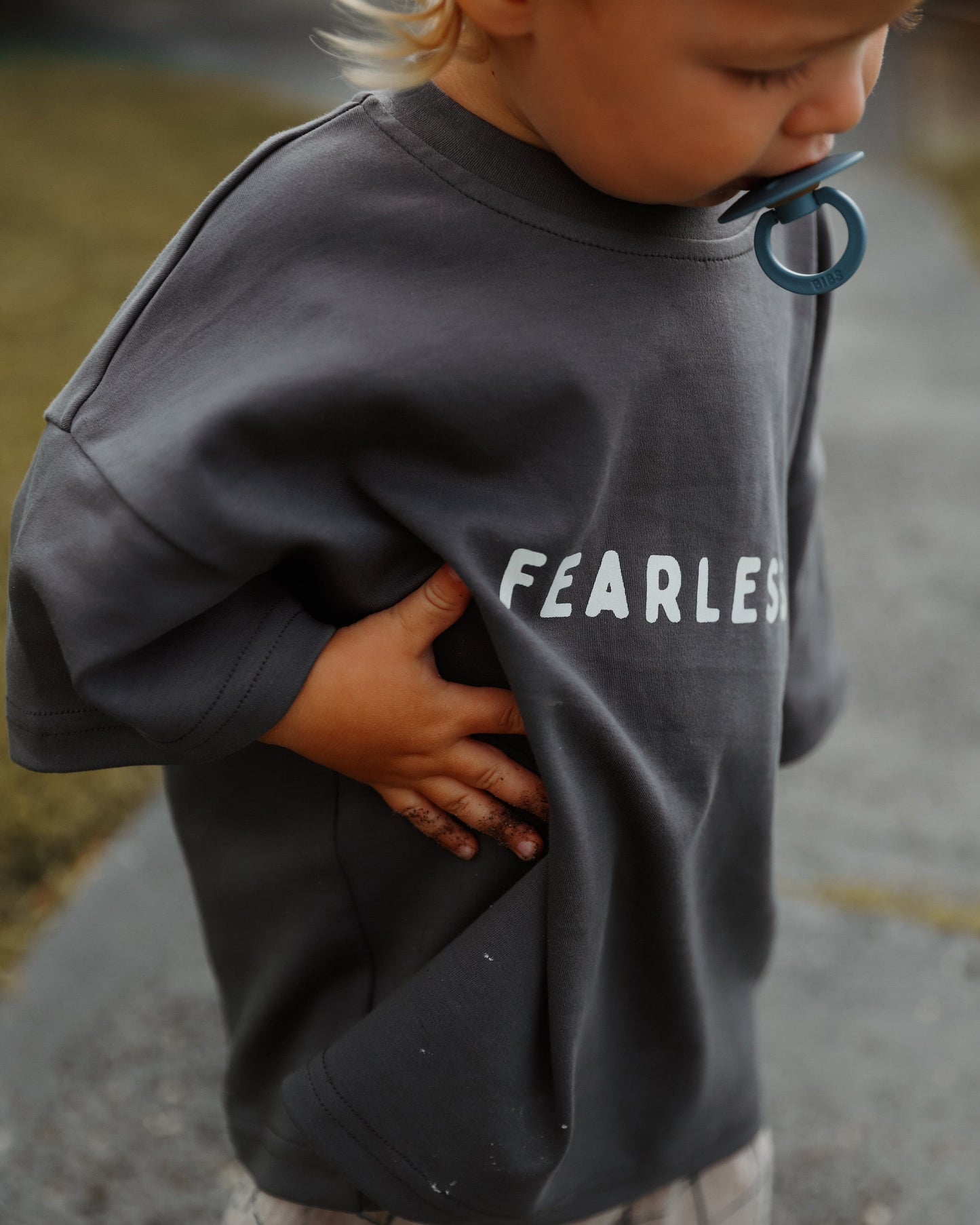 'Fearless' Everyday Oversized Tee - Charcoal